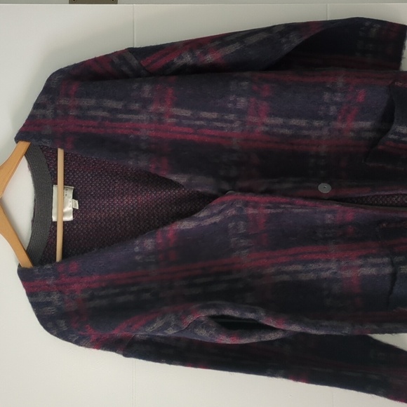 J.O.A. Plaid Sweater Cardigan Oversized Cozy Plum Fall Colors Academia Sz M - Picture 4 of 10